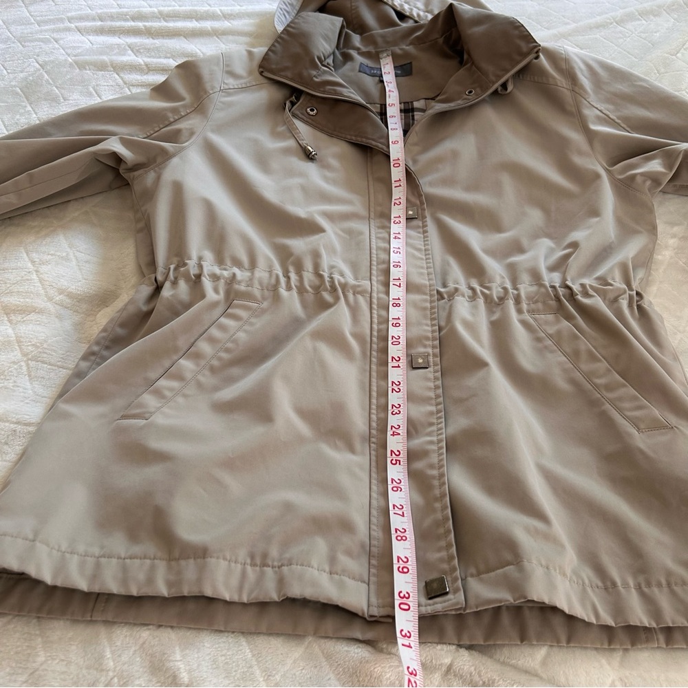 Vintage Y2K Liz Claiborne Beige Jacket Coat Detachable Hood Size Large - Picture 6 of 16